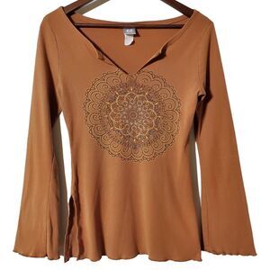 VTG Tattoo Mandala Top Size S Y2K Fairy Whimsy Goth Boho Womens